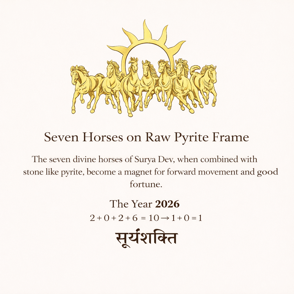 7 Horses Pyrite Frame | Lab Certified Raw Pyrite Vastu Decor