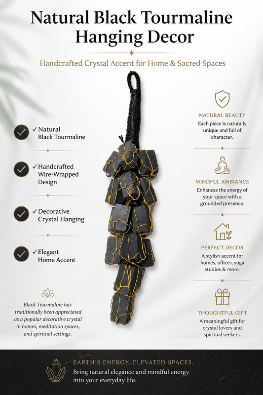 Natural Black Tourmaline Hanging Decor for Home Entrance | Protection Crystal Wall Hanging