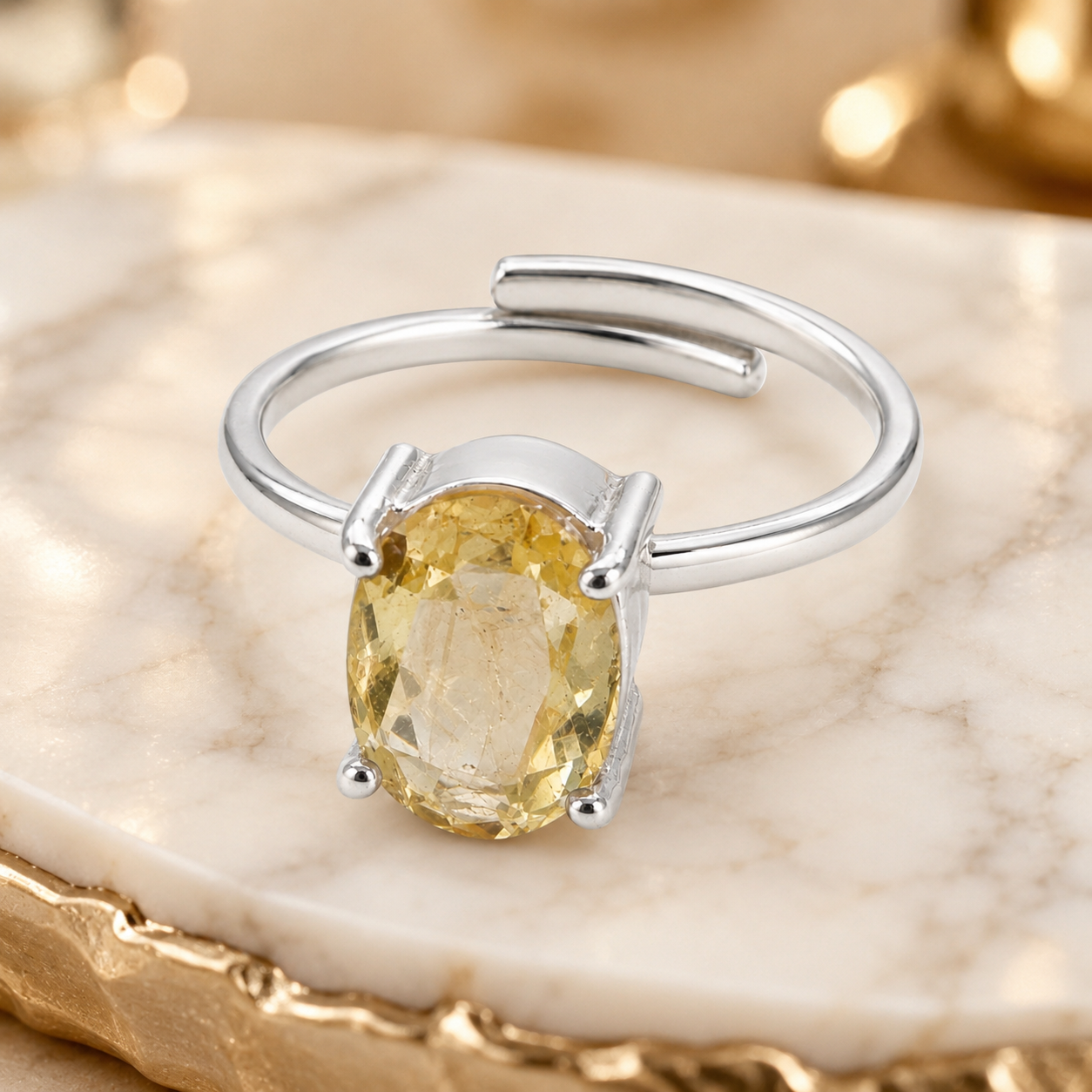 Natural Yellow Citrine Adjustable Ring | Handmade Citrine Gemstone Ring | Healing Crystal Jewelry