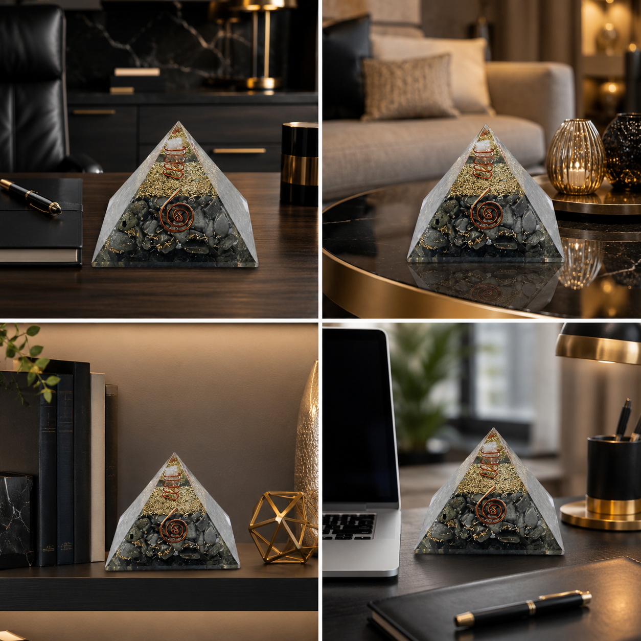 Natural Pyrite Orgonite Pyramid