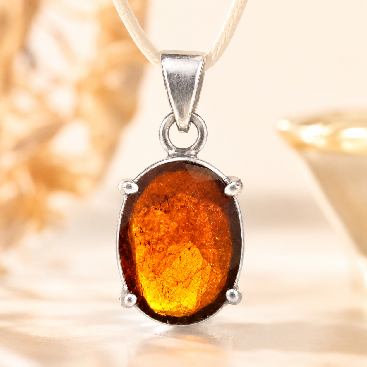 Natural Hessonite (Gomed) Pendant | Handmade Hessonite Gemstone Pendant | Healing Crystal Jewelry