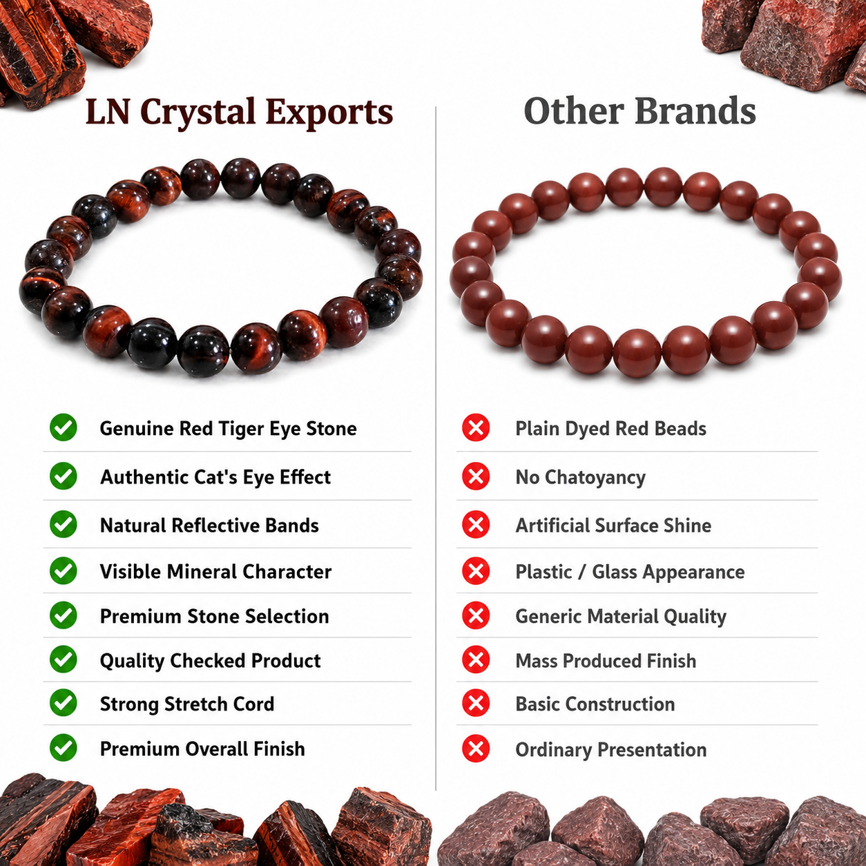 Natural Red Tiger Eye Bracelet 8mm
