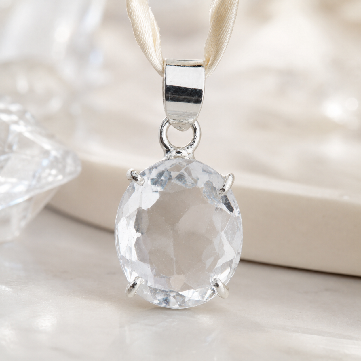 Natural Clear Quartz Pendant | Handmade Clear Quartz Gemstone Pendant | Healing Crystal Jewelry
