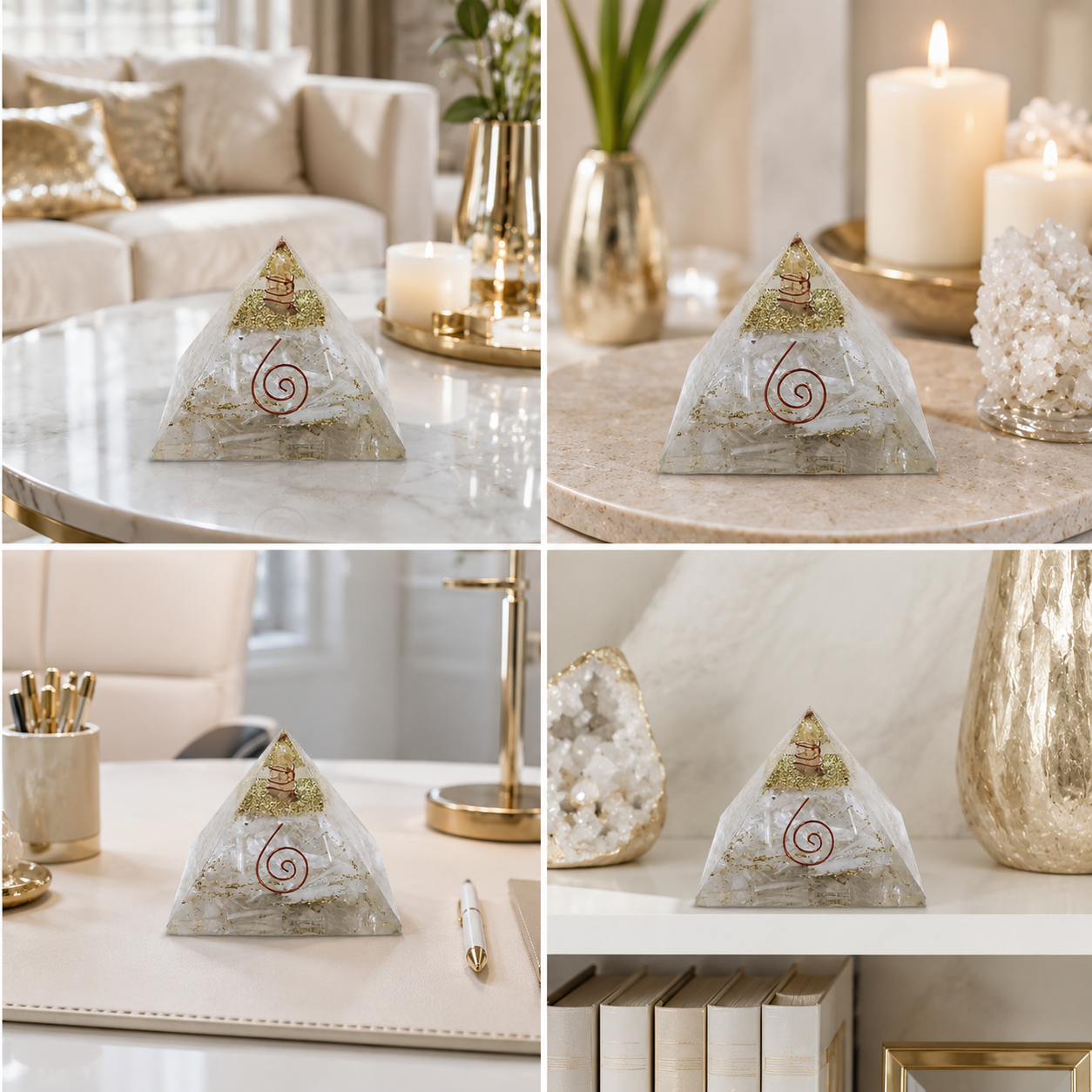Natural Selenite Orgonite Pyramid