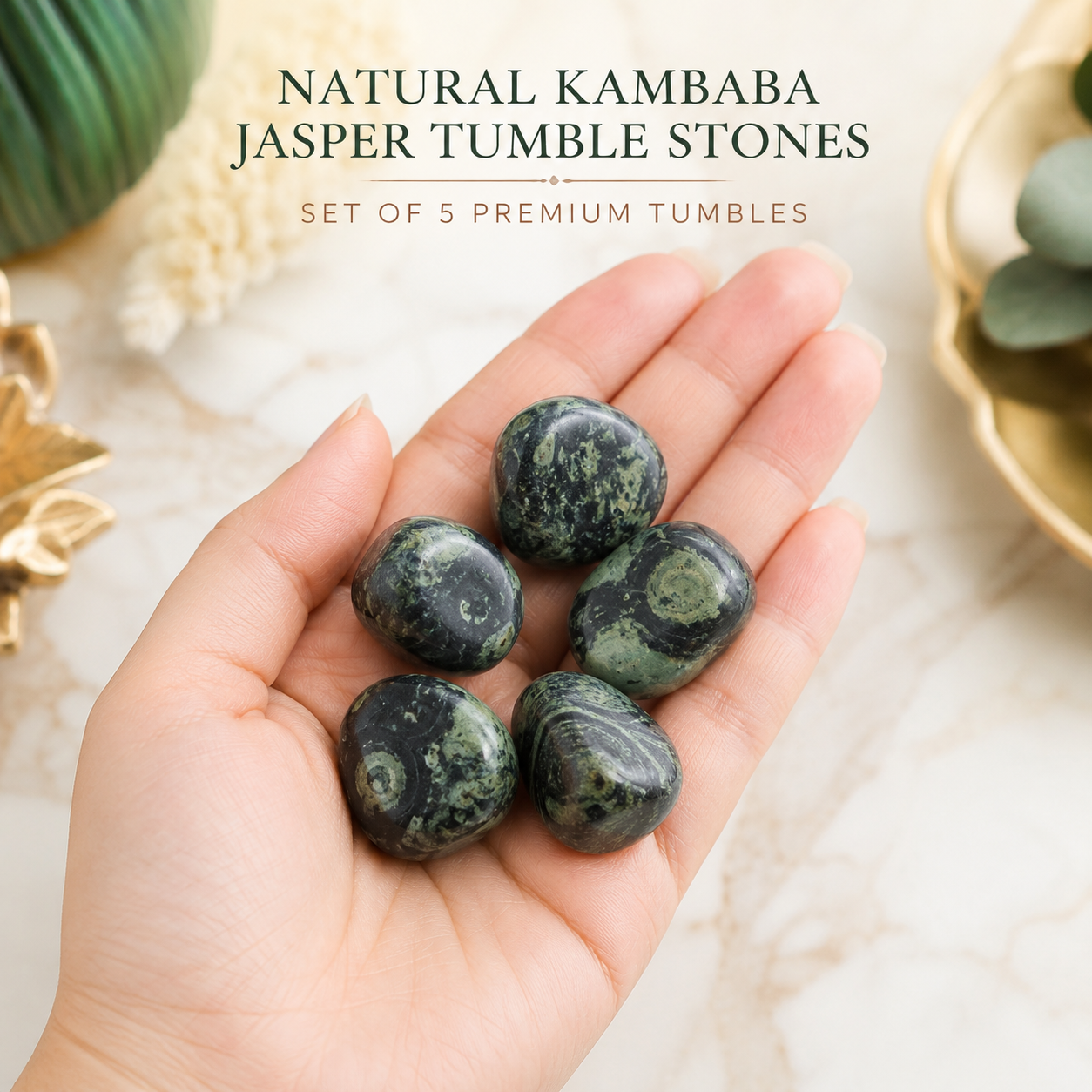 Natural Kambaba Jasper Tumble Stones | Set of 5 Premium Polished Kambaba Jasper Crystals | Grounding, Peace & Emotional Balance Stones