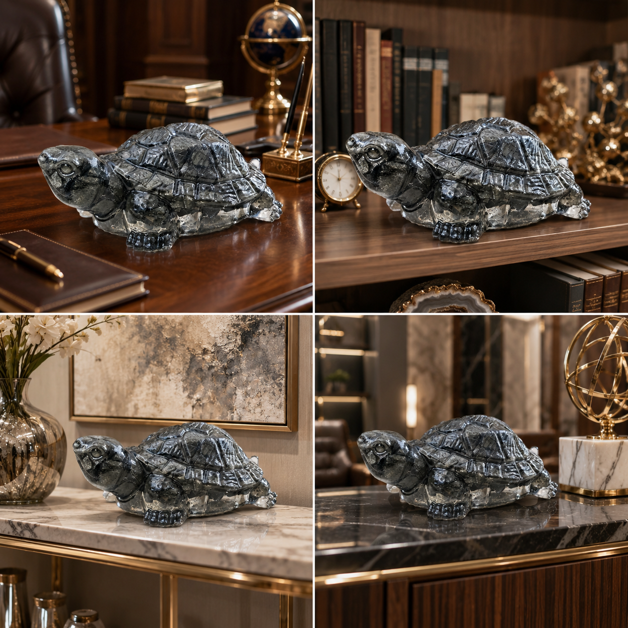 Natural Big Size Pyrite Tortoise – Handcrafted Crystal Tortoise Figurine