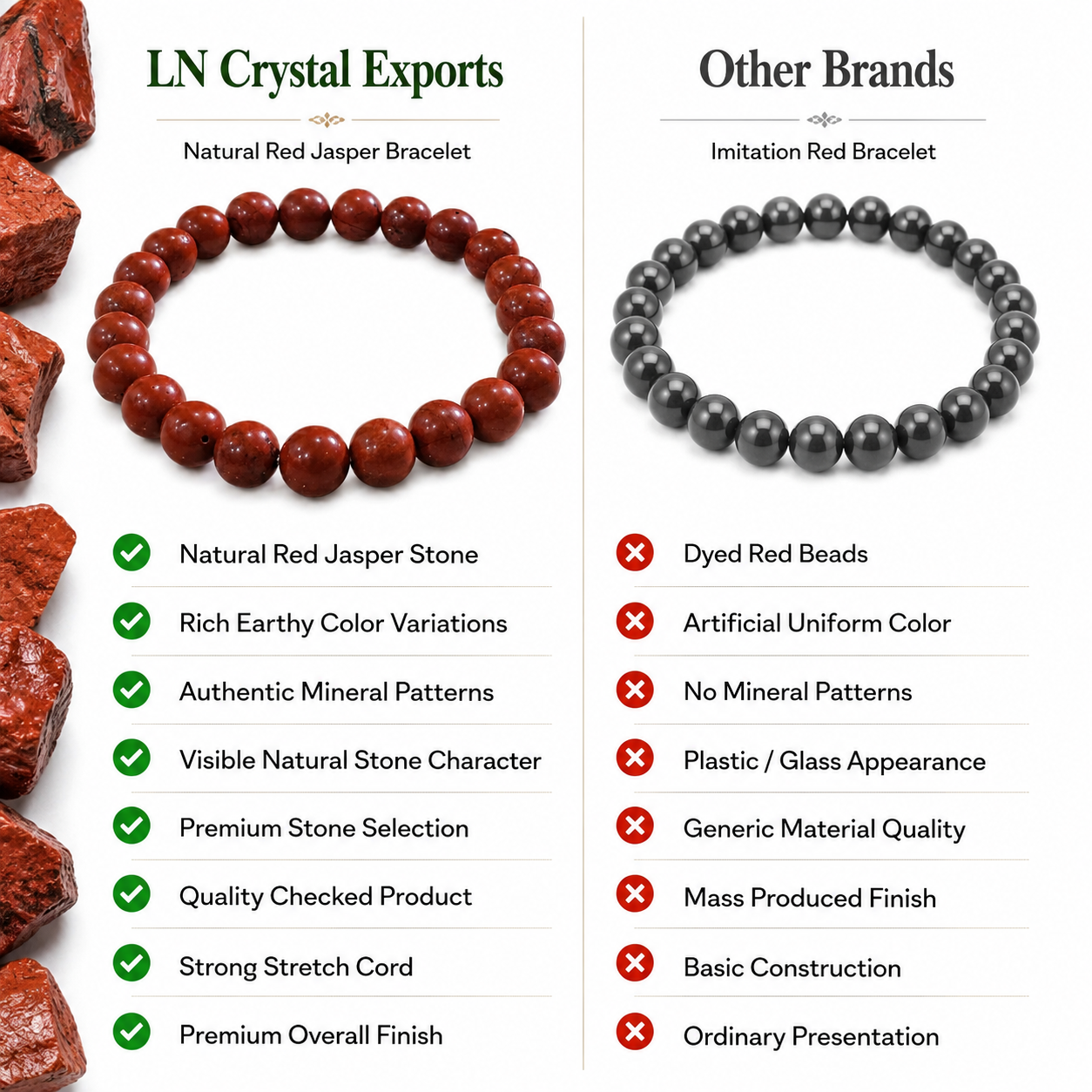 Natural Red Jasper Bracelet 8mm