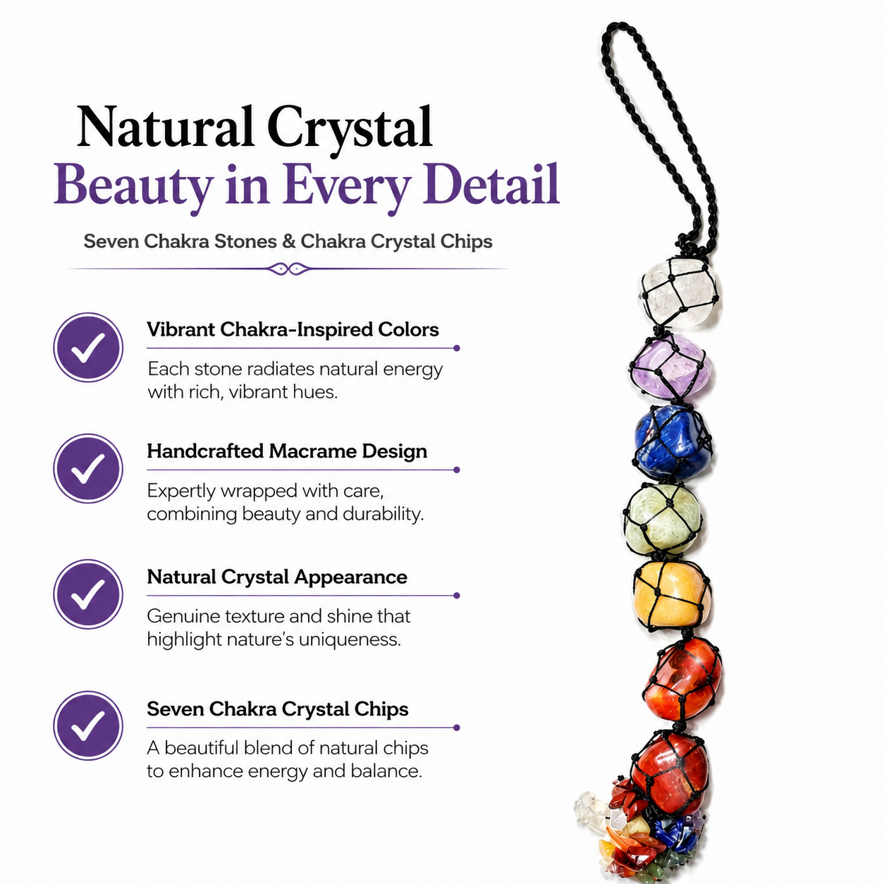 Seven Chakra Crystal Hanging Decor | Natural Multi-Stone Energy Hanger