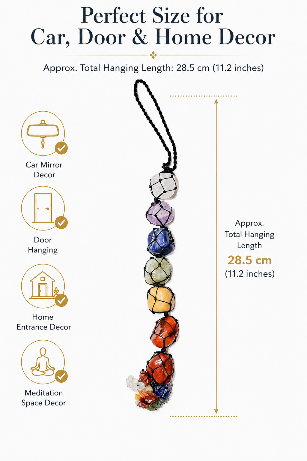 Seven Chakra Crystal Hanging Decor | Natural Multi-Stone Energy Hanger
