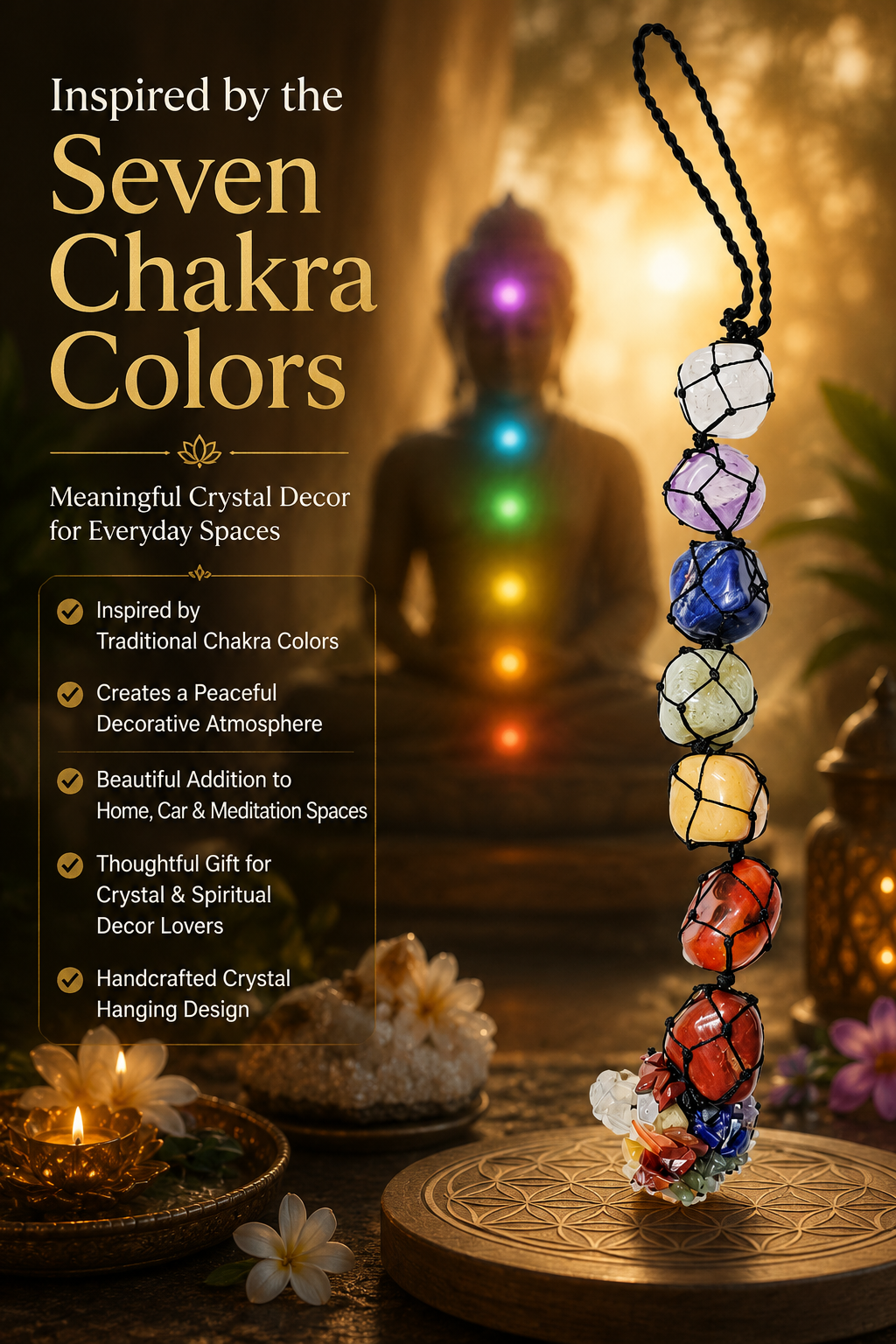 Seven Chakra Crystal Hanging Decor | Natural Multi-Stone Energy Hanger