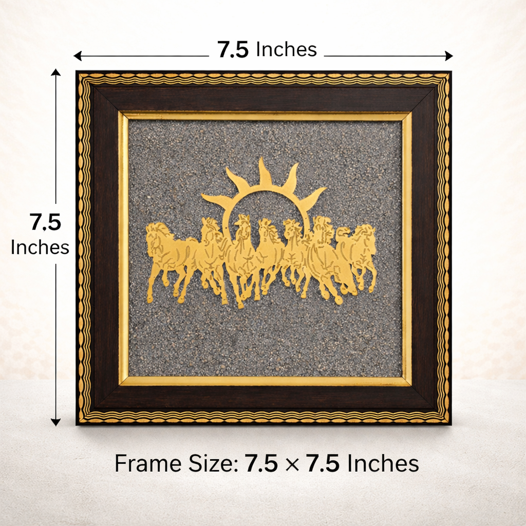 7 Horses Pyrite Frame | Lab Certified Raw Pyrite Vastu Decor