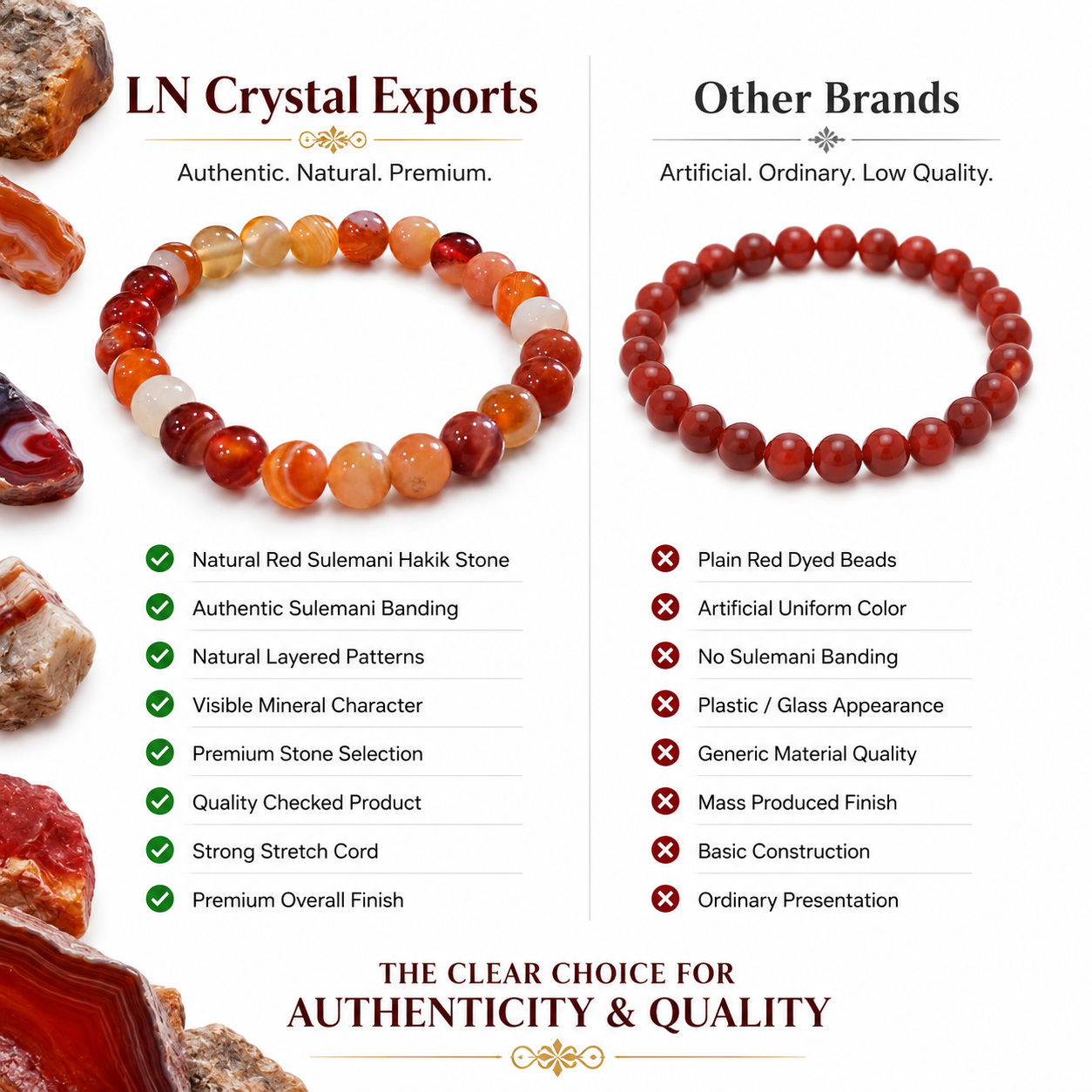 Natural Red Sulemani Hakik Bracelet 8mm