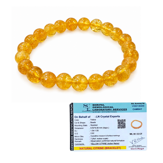Natural Yellow Citrine Bracelet 8mm