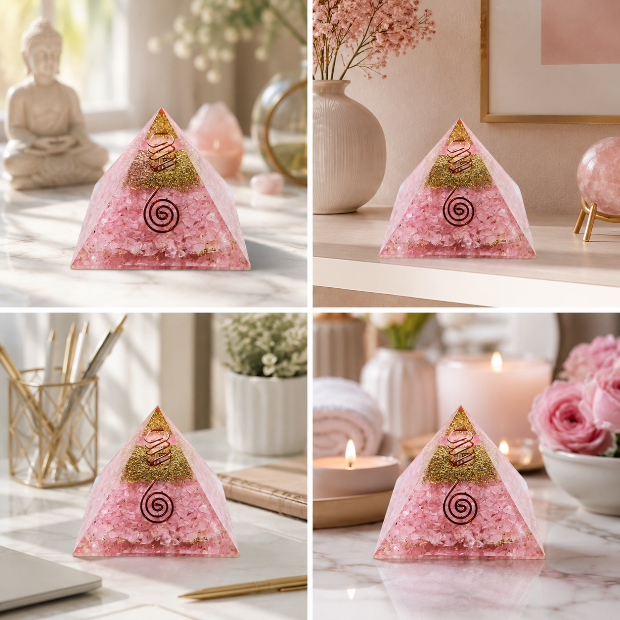 Natural Rose Quartz Orgonite Pyramid