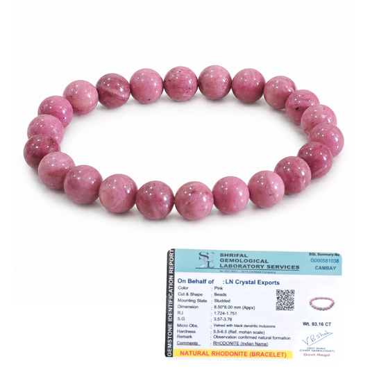 Natural Pink Rhodonite Bracelet – Love, Emotional Balance & Compassion Bracelet