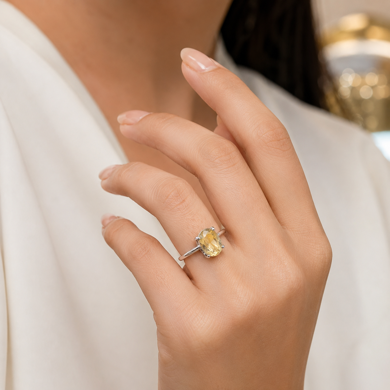 Natural Yellow Citrine Adjustable Ring | Handmade Citrine Gemstone Ring | Healing Crystal Jewelry