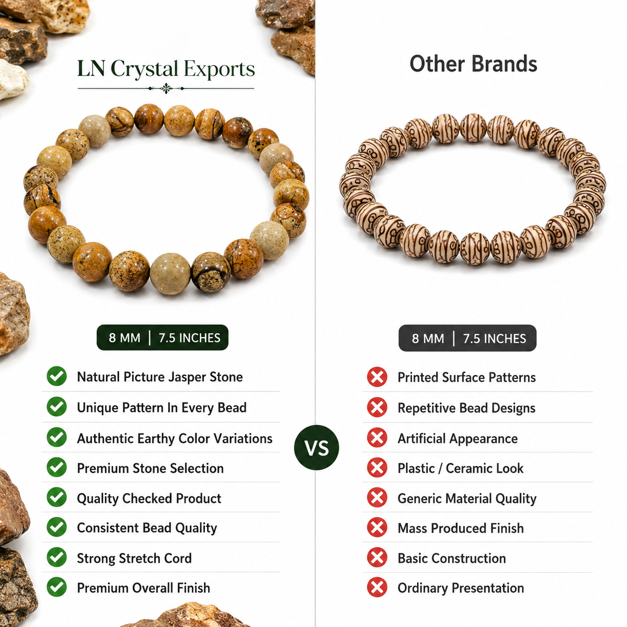 Natural Picture Jasper Bracelet 8mm