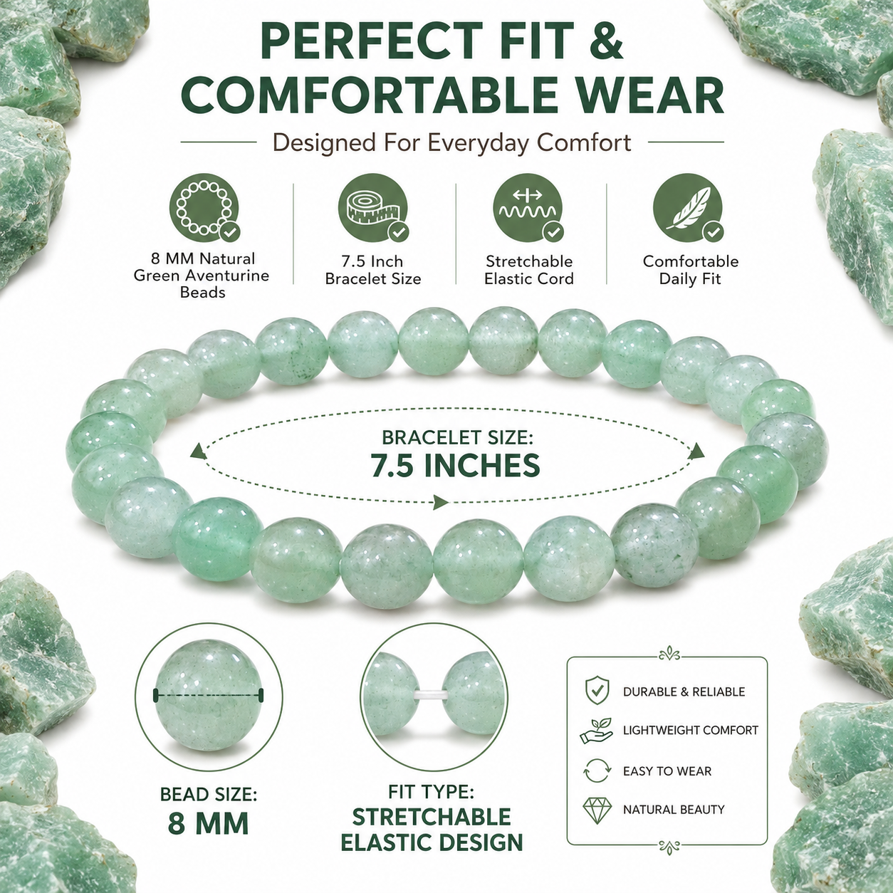 Natural Green Aventurine Bracelet 8mm
