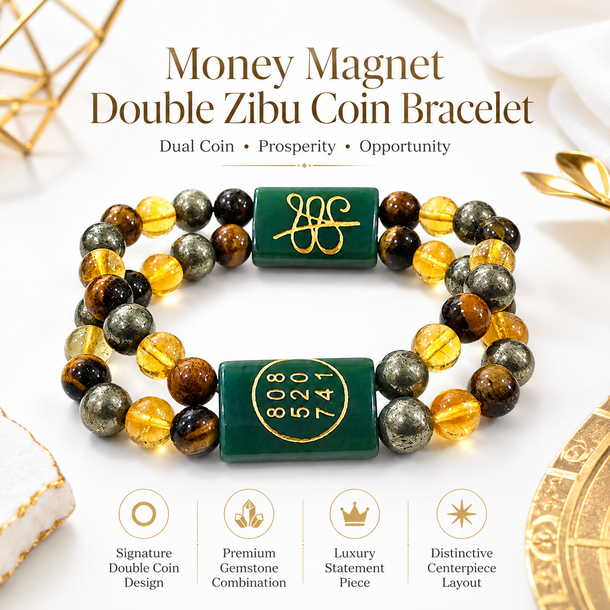 Money Magnet Double Zibu Coin Bracelet – Wealth & Prosperity Edition