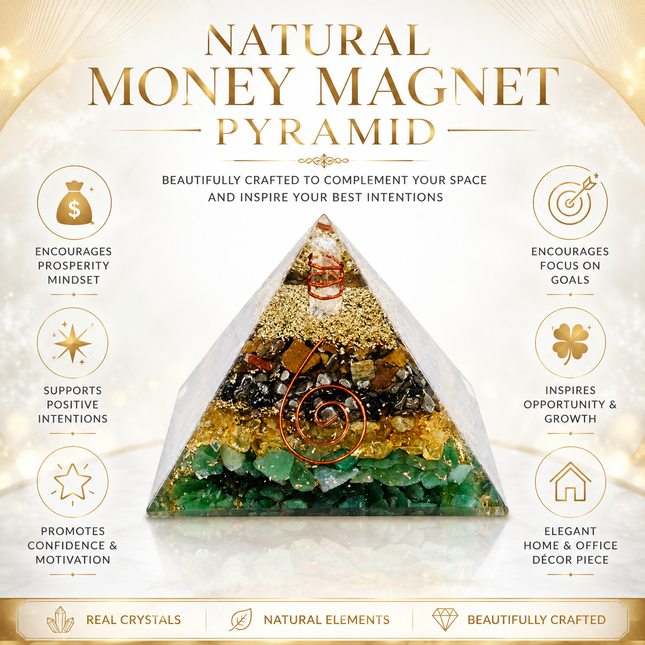 Natural Money Magnet Orgonite Pyramid