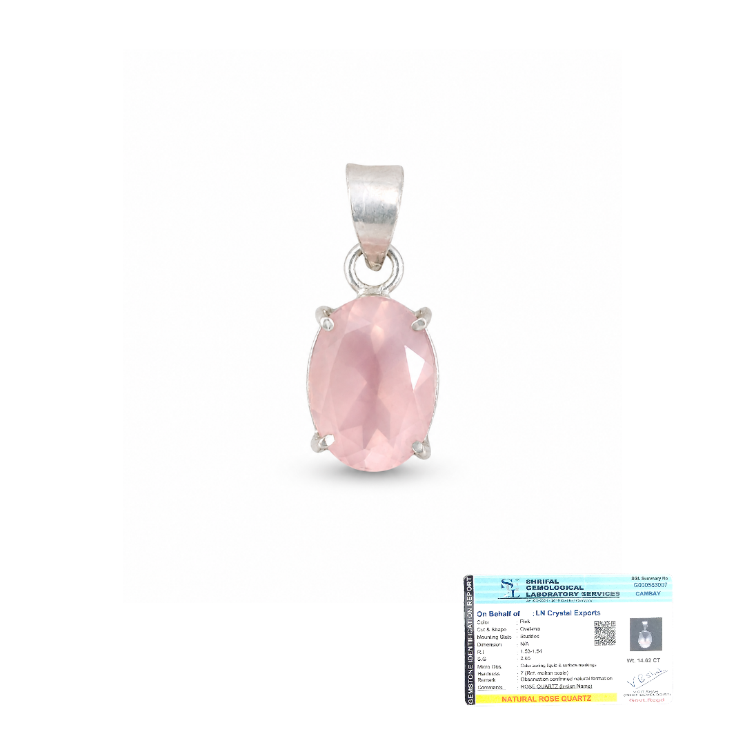 Natural Rose Quartz Pendant | Handmade Rose Quartz Gemstone Pendant | Healing Crystal Jewelry