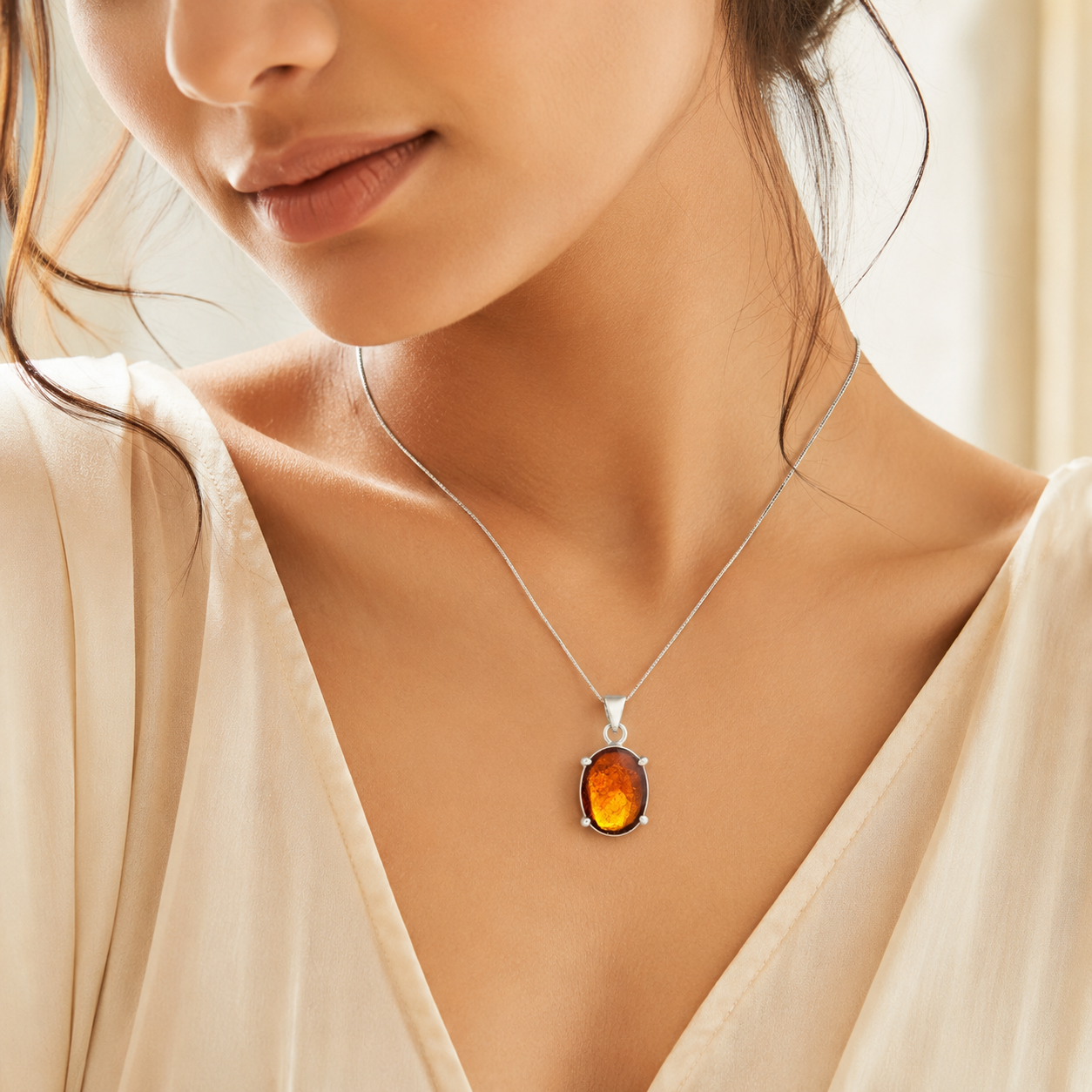 Natural Hessonite (Gomed) Pendant | Handmade Hessonite Gemstone Pendant | Healing Crystal Jewelry