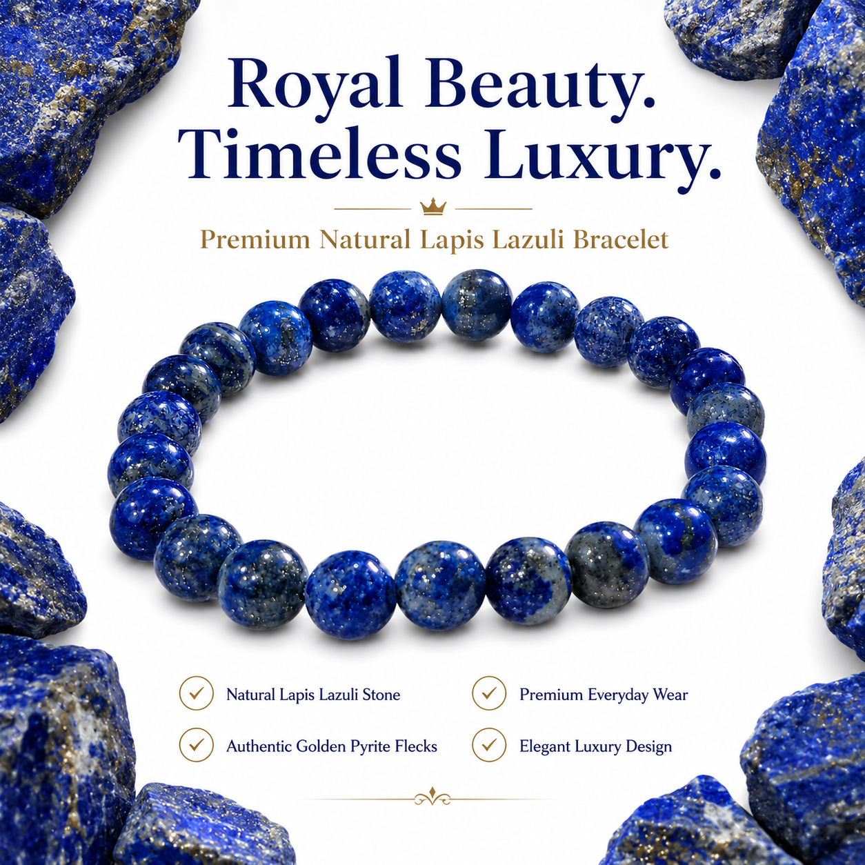 Natural Lapis Lazuli Bracelet 8mm