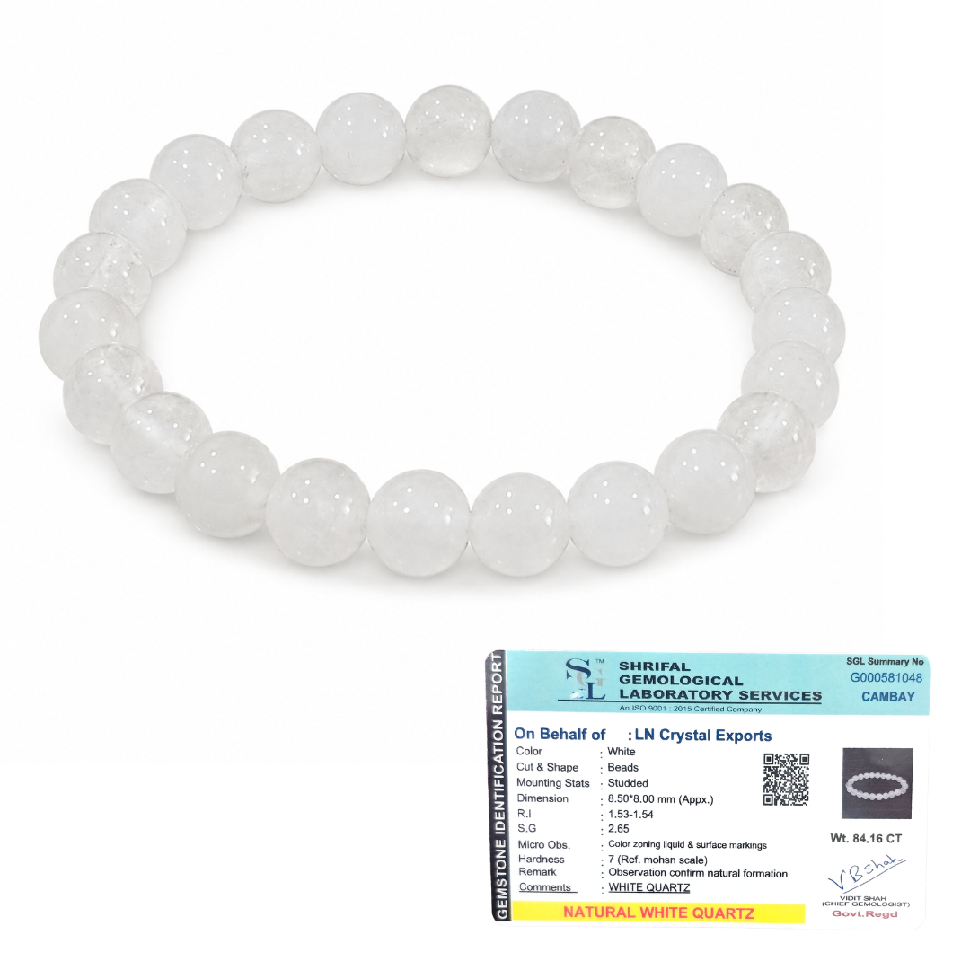 Natural White Quartz Bracelet – Clarity, Balance & Positive Energy Crystal Bracelet