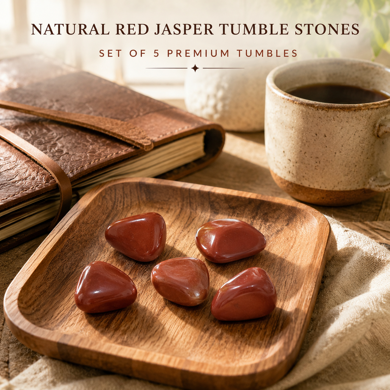 Natural Red Jasper Tumble Stones | Set of 5 Premium Red Jasper Crystal Tumbled Stones | Healing Crystal for Strength & Grounding