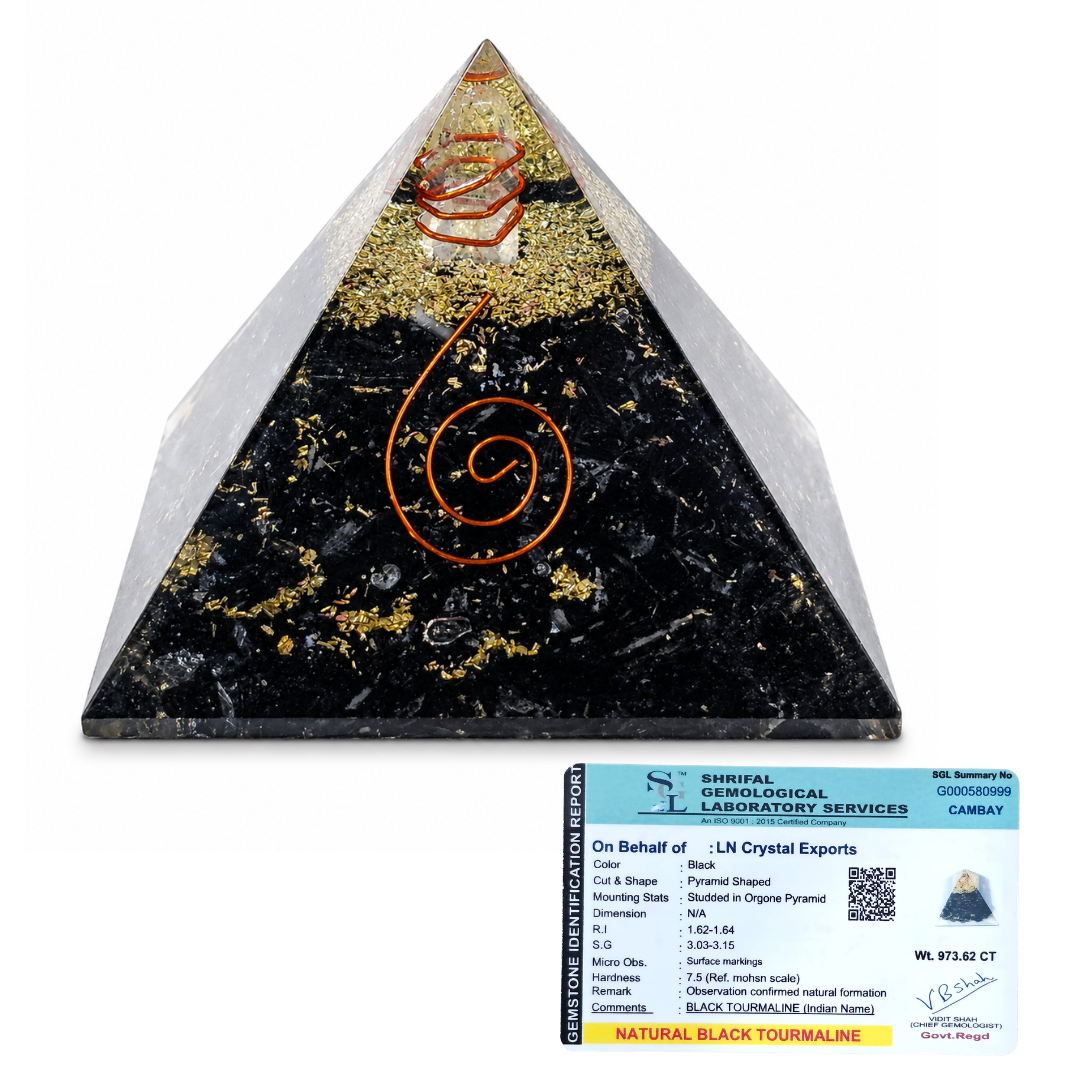 Natural Black Tourmaline Orgonite Pyramid