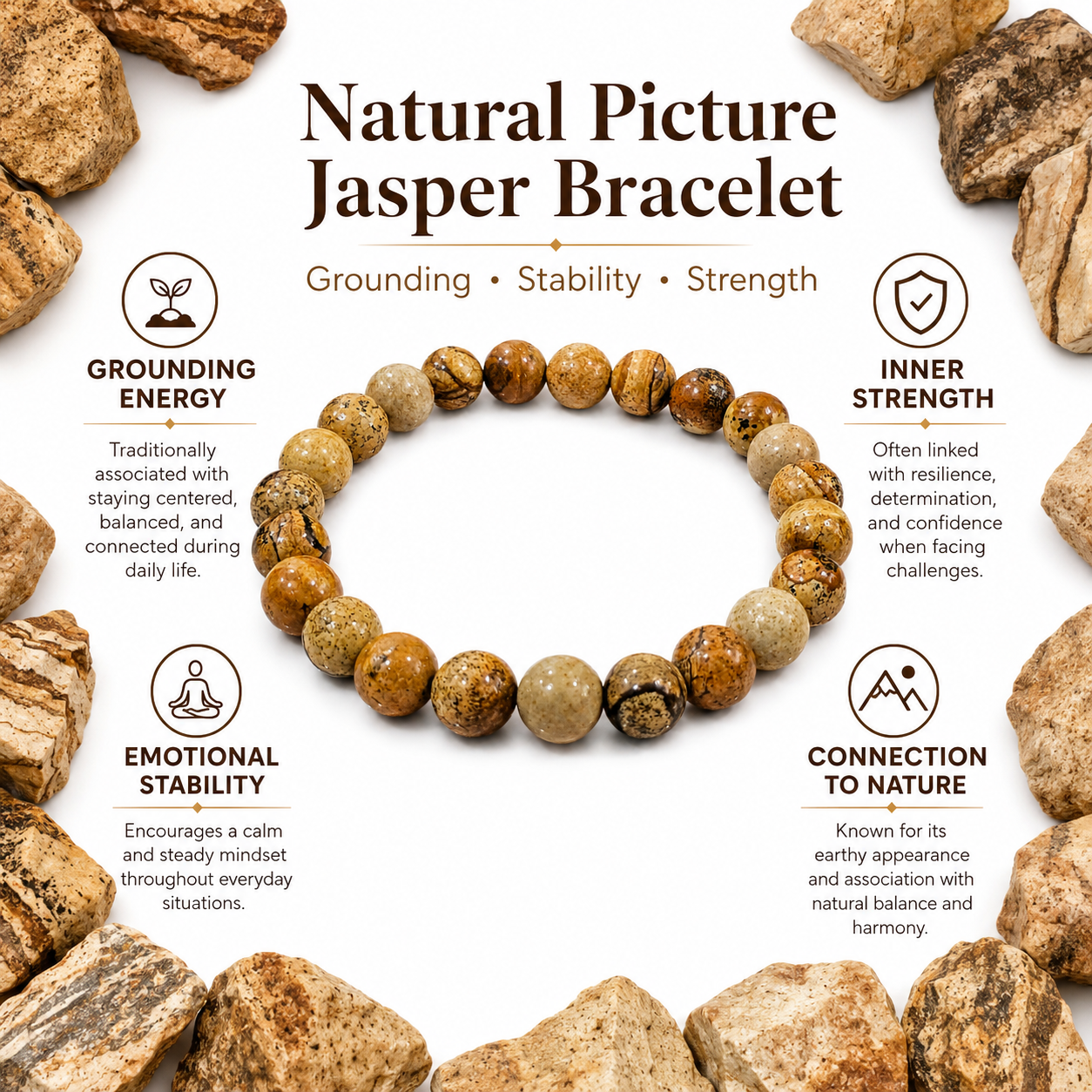 Natural Picture Jasper Bracelet 8mm