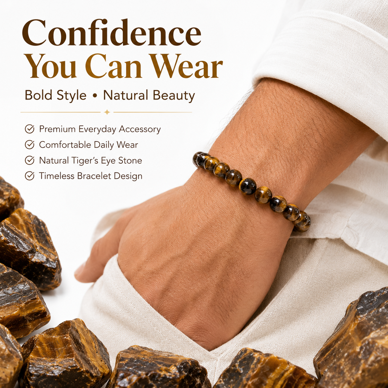 Natural Tiger Eye Bracelet 8mm