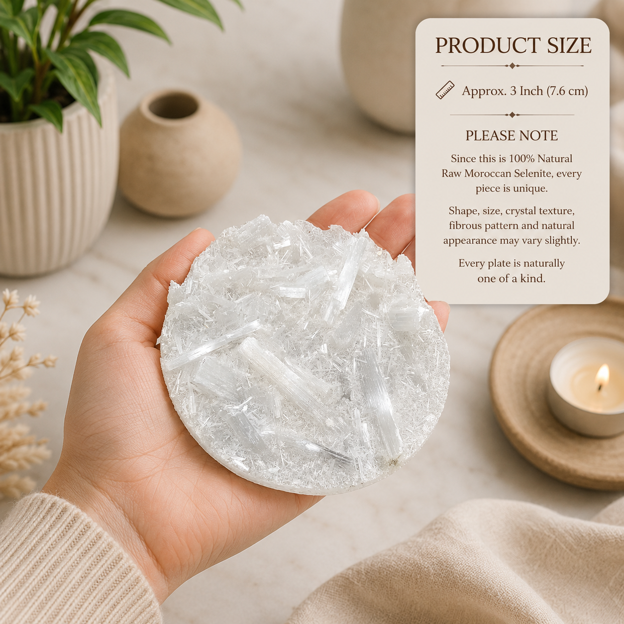 Natural Raw Moroccan Selenite Charging Plate