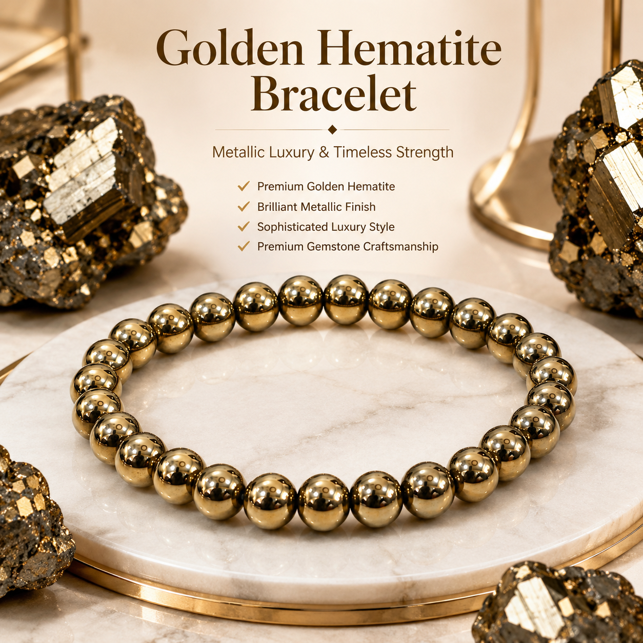 Natural Golden Hematite Bracelet – Grounding, Confidence & Strength Bracelet