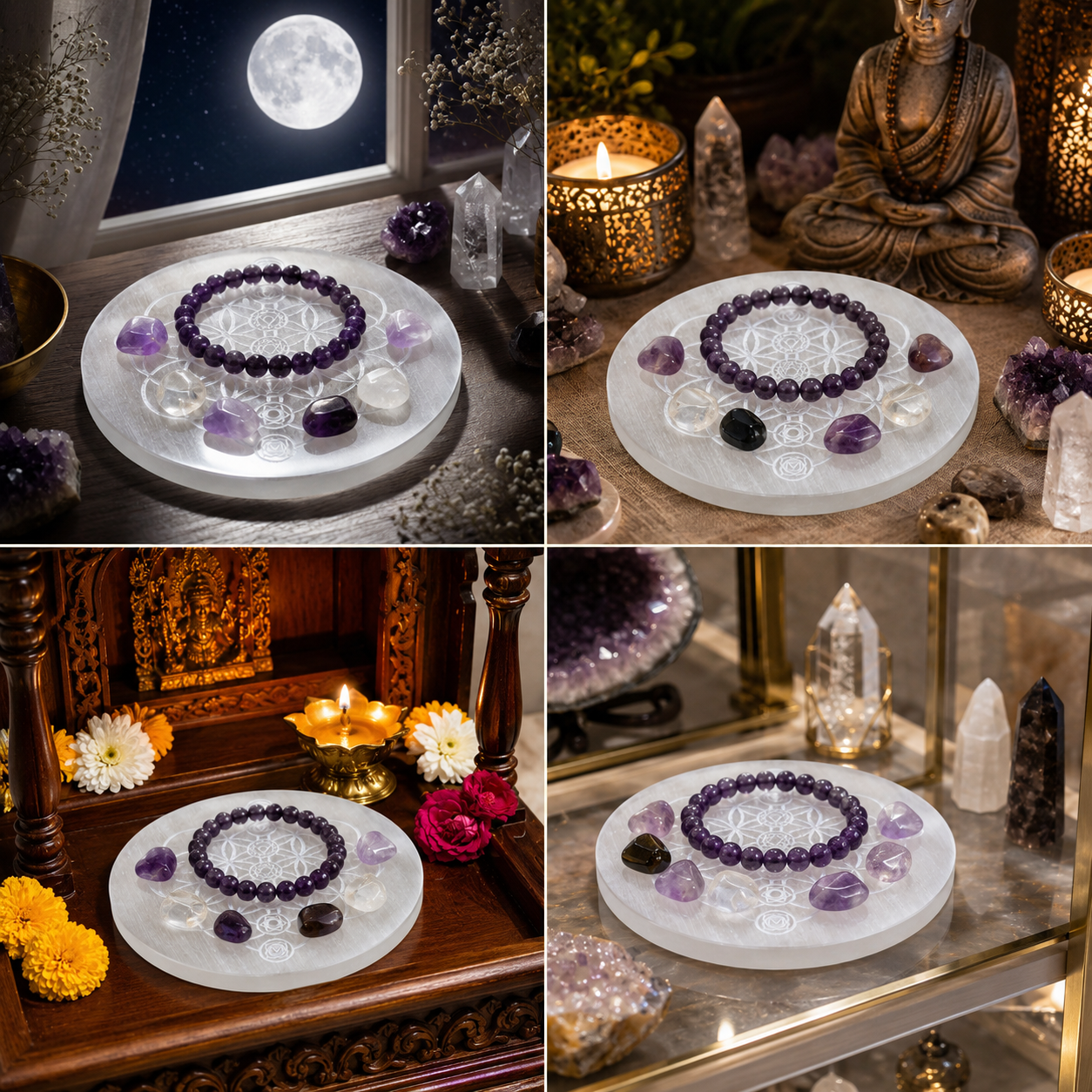 Flower of Life Selenite Charging Plate – Natural Crystal Cleansing & Charging Plate