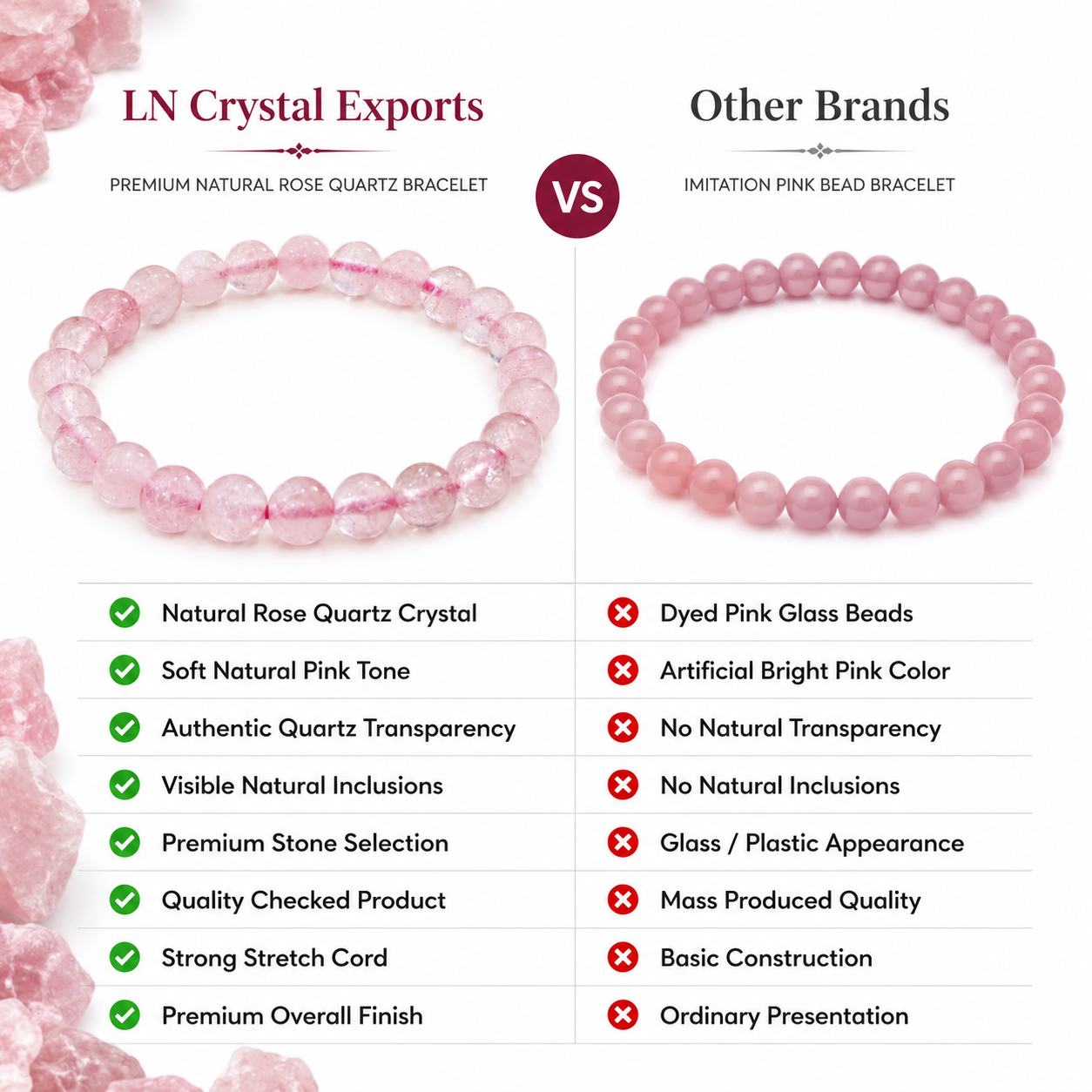Natural Rose Quartz Bracelet 8mm