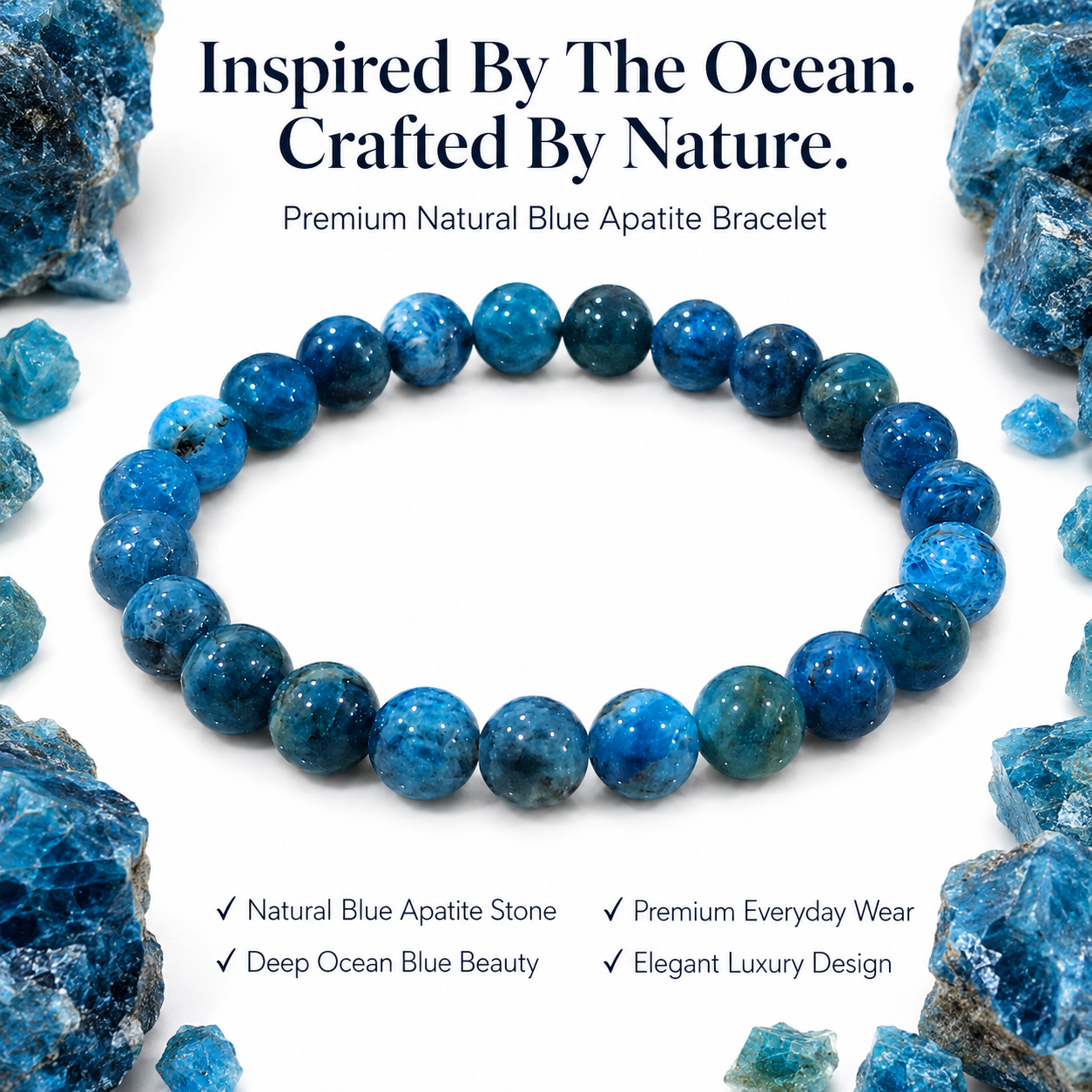 Natural Blue Apatite Bracelet 8mm