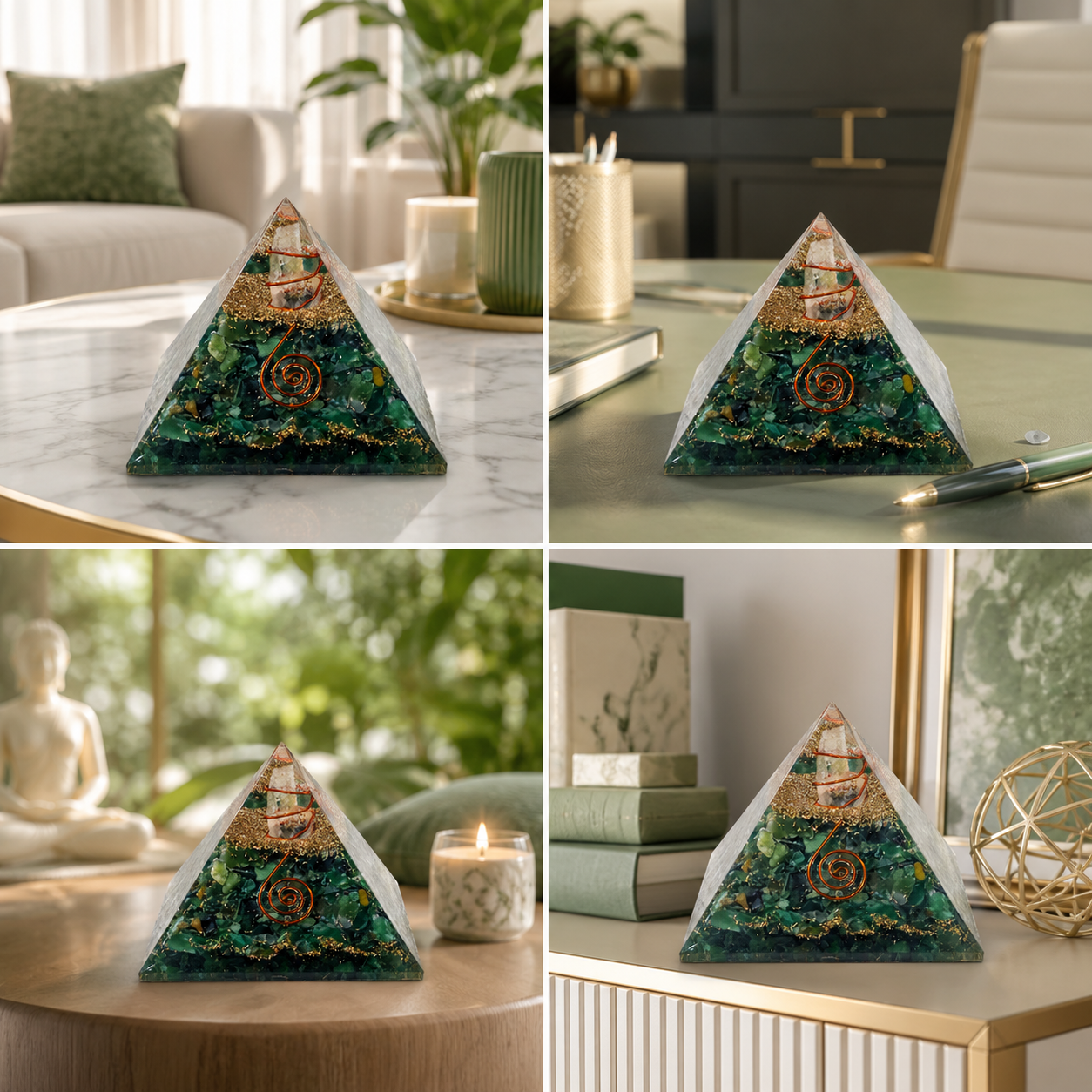 Natural Green Jade Orgonite Pyramid