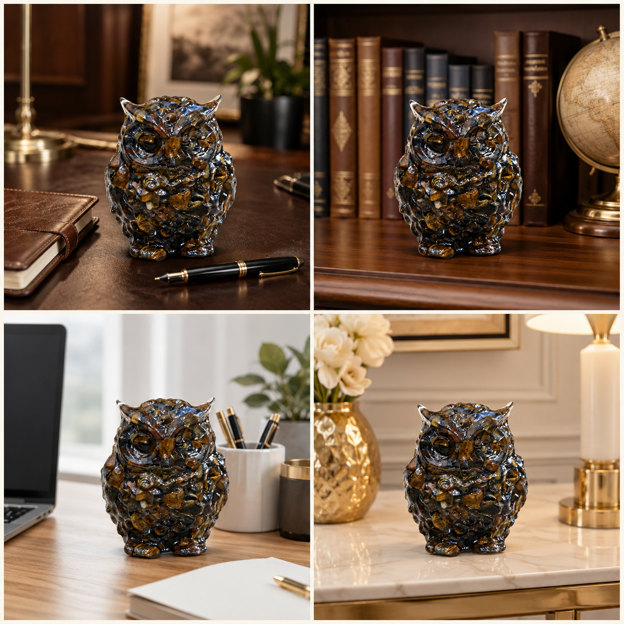 Natural Tiger Eye Owl – Handcrafted Crystal Owl