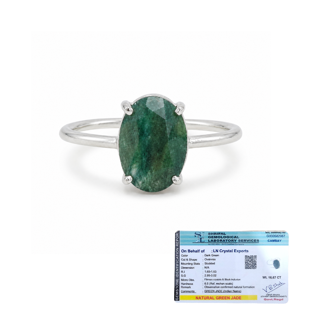 Natural Green Jade Adjustable Ring | Handmade Green Jade Gemstone Ring | Healing Crystal Jewelry