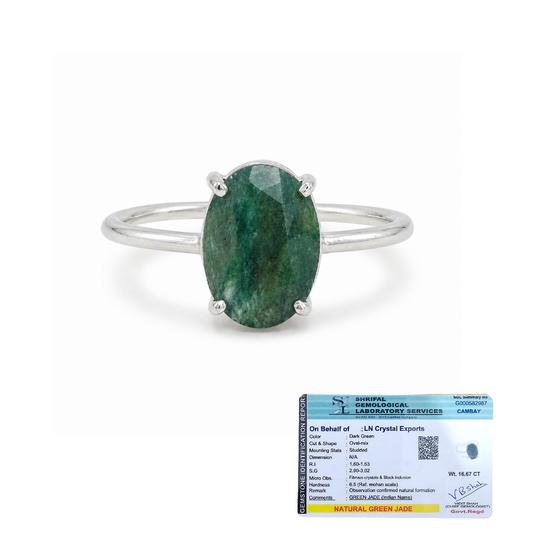 Natural Green Jade Adjustable Ring | Handmade Green Jade Gemstone Ring | Healing Crystal Jewelry