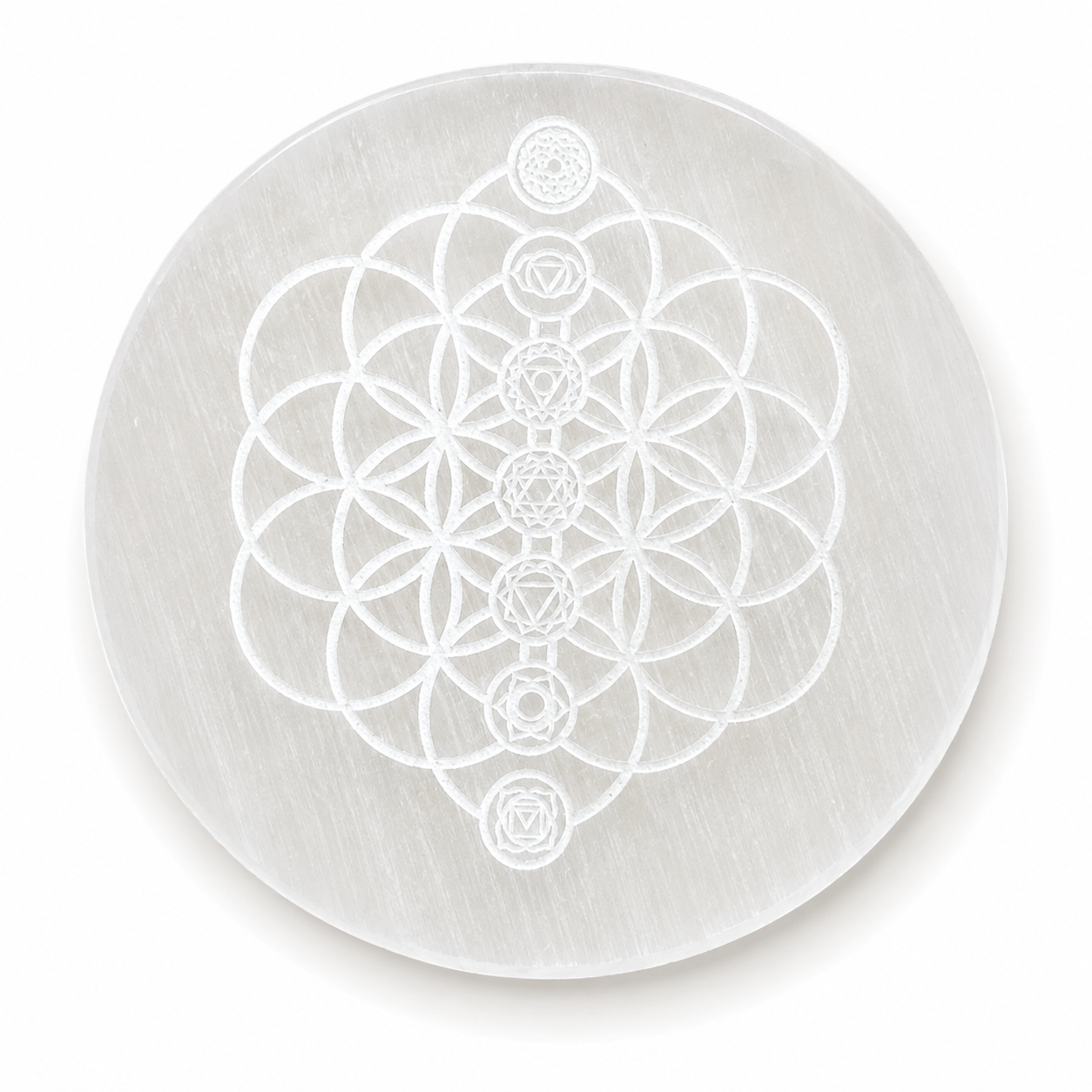 Flower of Life Selenite Charging Plate – Natural Crystal Cleansing & Charging Plate