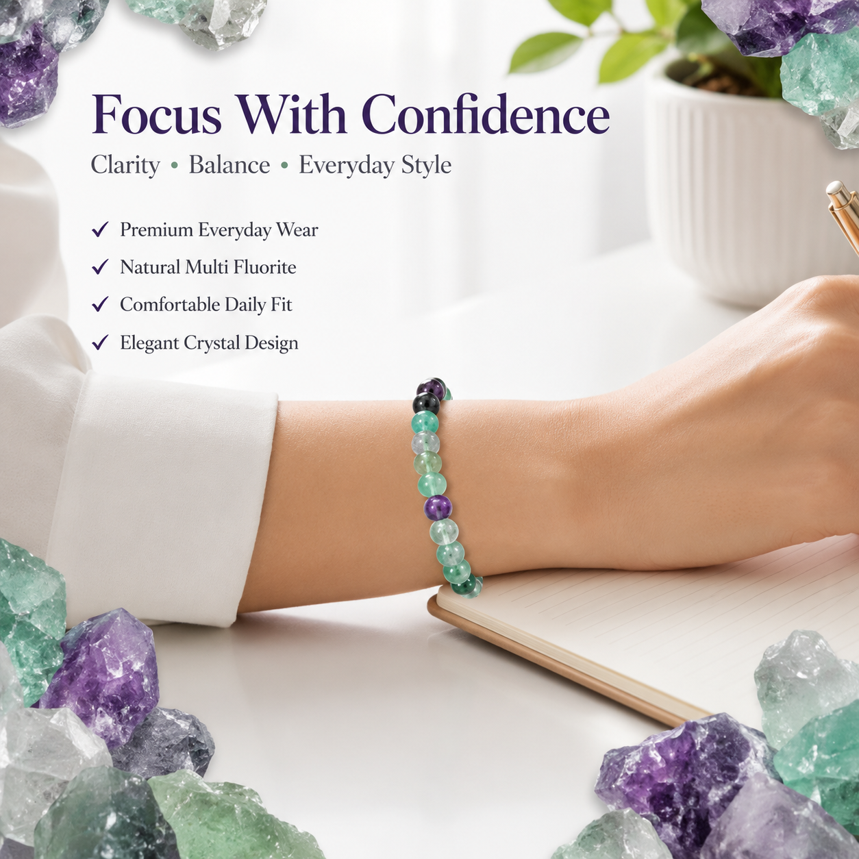 Natural Multi Fluorite Bracelet 8mm