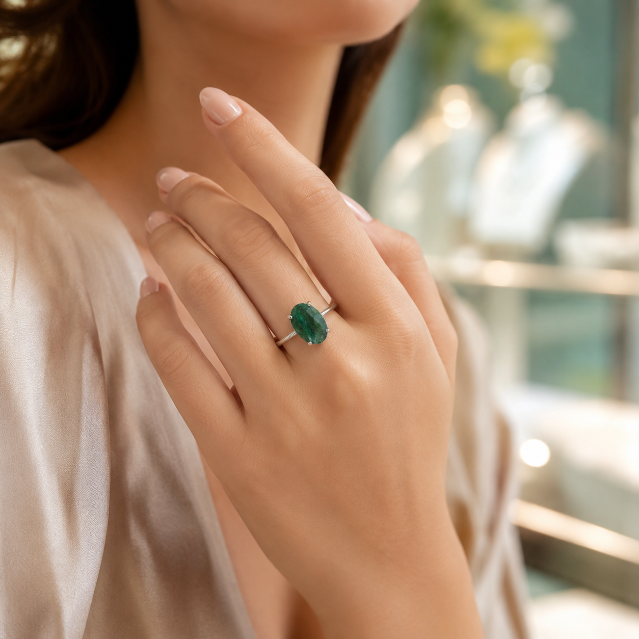 Natural Green Jade Adjustable Ring | Handmade Green Jade Gemstone Ring | Healing Crystal Jewelry