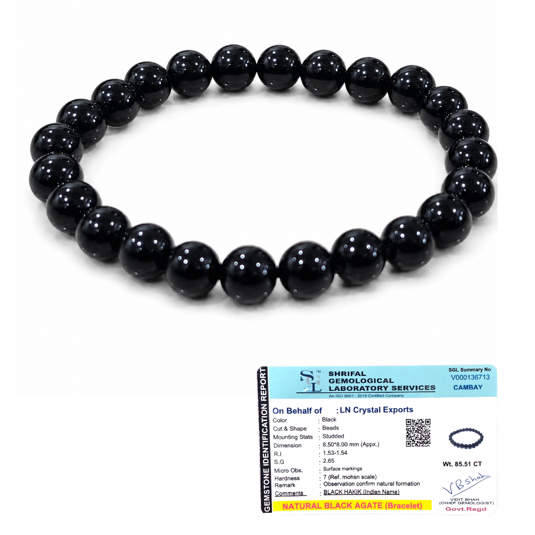 Black Agate Bracelet 8mm | Certified Protection, Strength & Grounding Bracelet