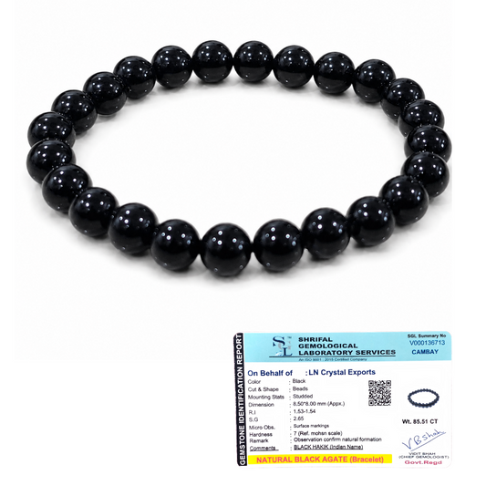Black Agate Bracelet 8mm | Certified Protection, Strength & Grounding Bracelet