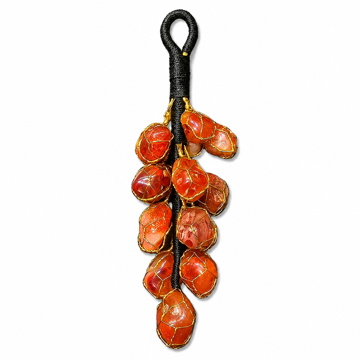 Red Carnelian Hanging Decor | Natural Crystal Hanging | 15 Stone Handmade Home Decor