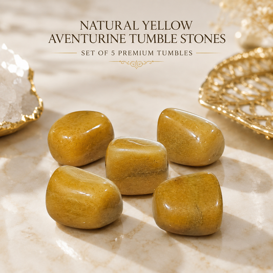 Natural Yellow Aventurine Tumble Stones | Set of 5 Premium Yellow Aventurine Crystal Tumbled Stones | Confidence, Positivity & Personal Growth Healing Crystals