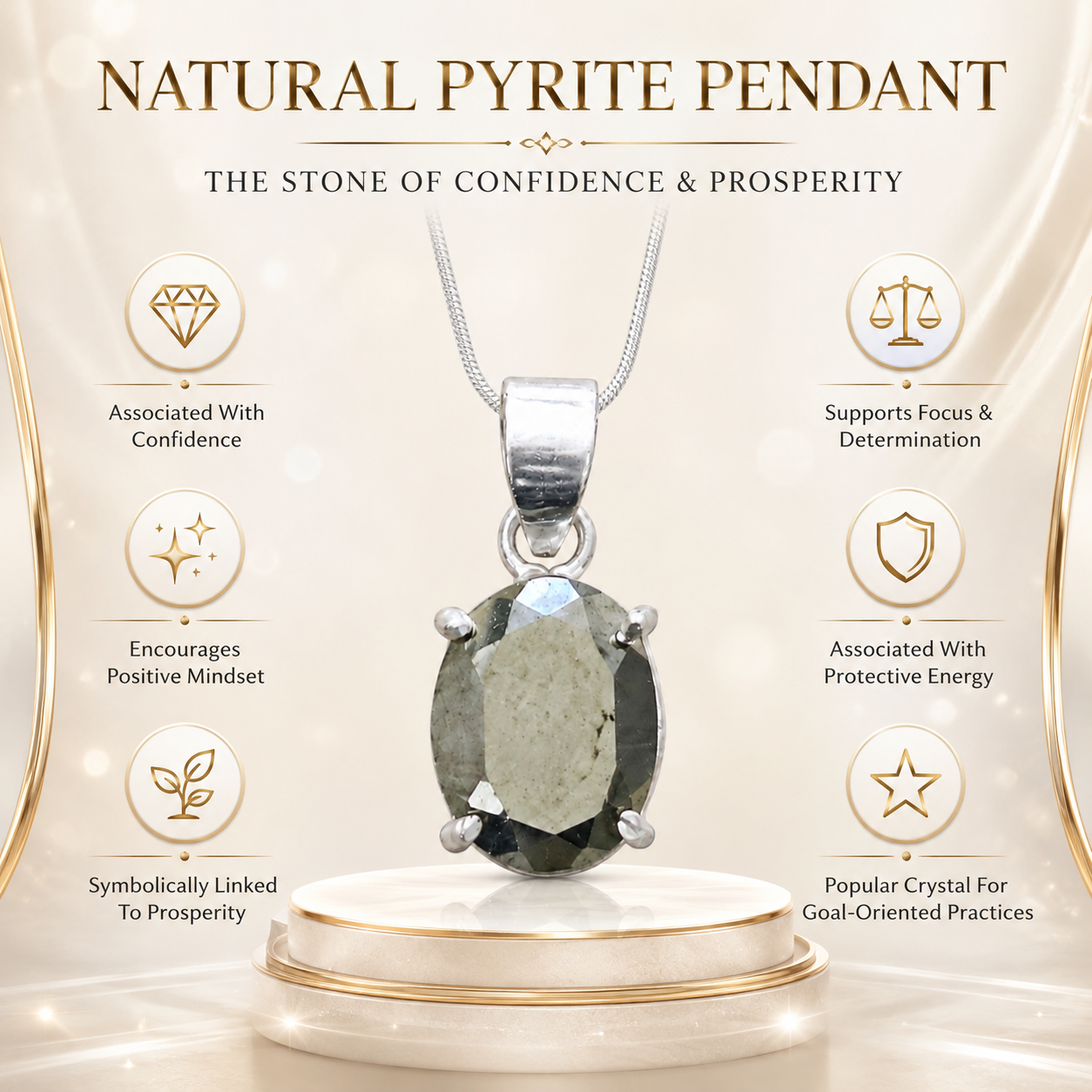 Natural Pyrite Pendant | Handmade Pyrite Gemstone Pendant | Healing Crystal Jewelry