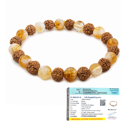 Divine Rudraksha Prosperity Bracelet – Natural Citrine & Rudraksha Abundance Bracelet